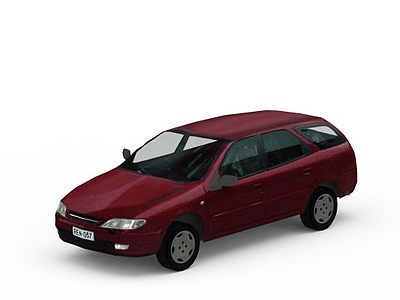 红色家庭小轿车模型3d模型
