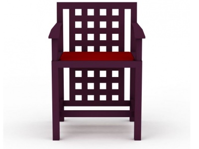 精品紫色实木方椅模型3d模型