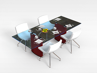 现代桌椅组合模型