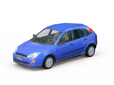 蓝色中型轿车模型3d模型