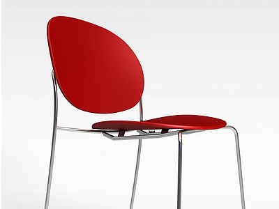 3d简约不锈钢红色休闲座椅模型