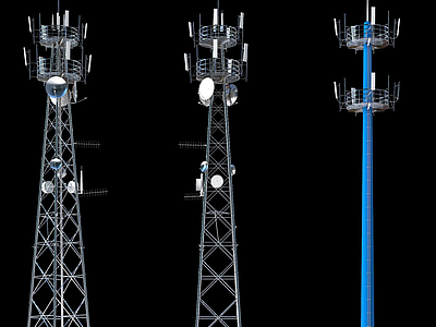 现代联通4G基站信号发射塔3d模型