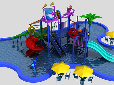 3d水上乐园模型