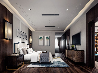 3d中式风格卧室模型