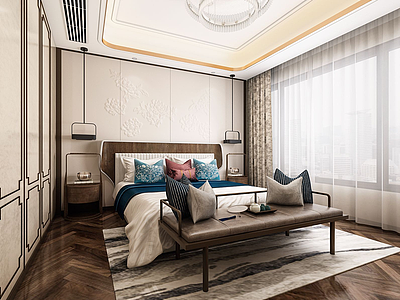 中式风格卧室模型3d模型