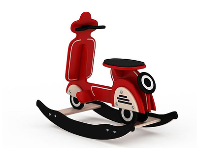 3d儿童玩具红色木马车模型