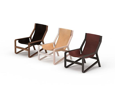 3d时尚休闲实木帆布椅子模型