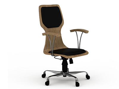 时尚黑色坐垫实木办公座椅模型3d模型