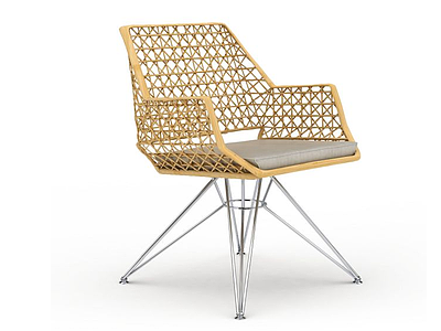 3d时尚不锈钢软座编织藤椅模型