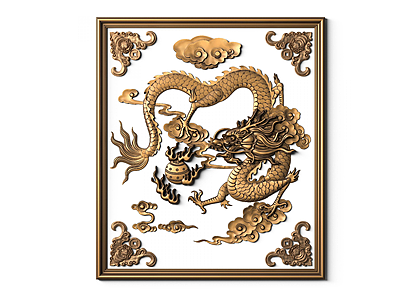 中式金龙浮雕模型