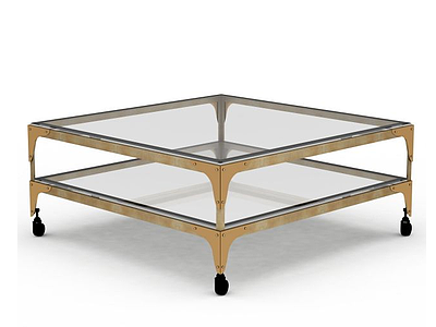 可移动铁艺玻璃方桌模型3d模型