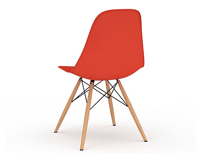 3d简约红色实木支架椅子模型