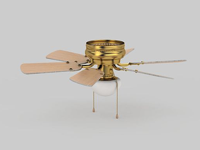 创意六页金色支架白色风扇灯模型3d模型