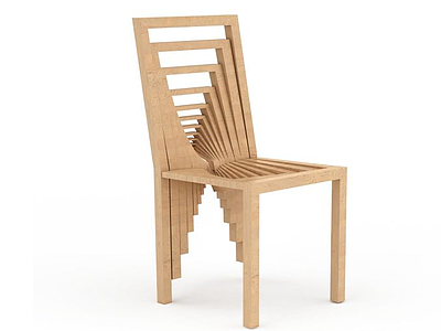 创意梯形实木椅模型3d模型
