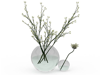 3d现代圆形透明玻璃花瓶模型