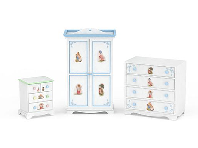 现代拼色儿童衣柜模型3d模型