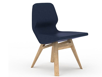 3d现代极简主义蓝色实木椅子模型