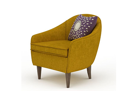 欧式单人布艺客厅沙发模型3d模型