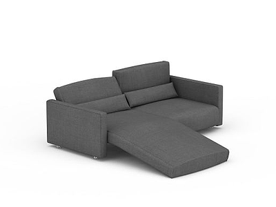 3d现代灰色布艺沙发榻模型