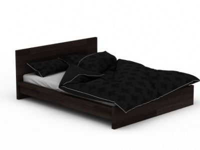 3d深色欧式实木双人床模型