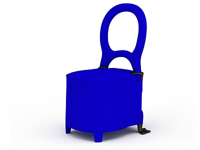 3d精美宝蓝色圆筒靠背椅免费模型