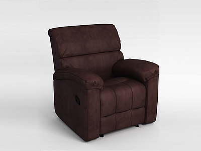 3d高档深棕色休闲布艺沙发模型