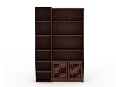 3d多层木质书柜模型