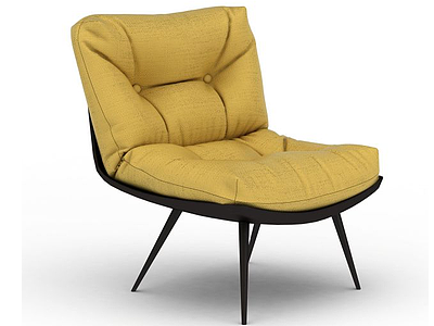 3d美式软包布艺单人沙发椅模型