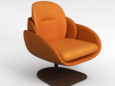 3d时尚橙色布艺转椅模型