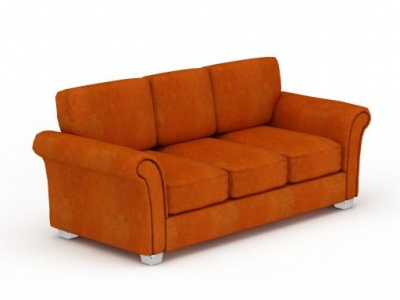 时尚橙色休闲布艺沙发模型3d模型