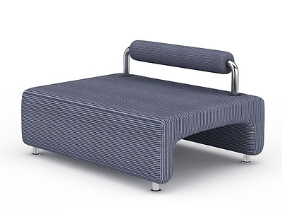 时尚蓝色条纹休闲单人沙发模型3d模型