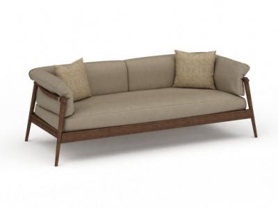 休闲布艺实木支架沙发椅模型3d模型