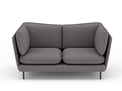 现代灰色布艺双人休闲沙发模型3d模型