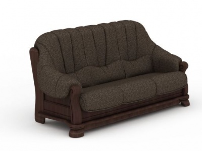 3d时尚咖啡色褶皱布艺休闲沙发模型