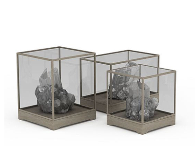 3d天然水晶展示玻璃罩模型