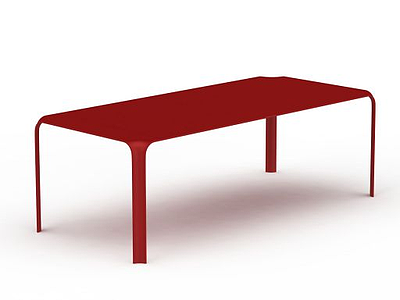 3d极简主义红色<font class='myIsRed'>长方</font>形餐桌免费模型