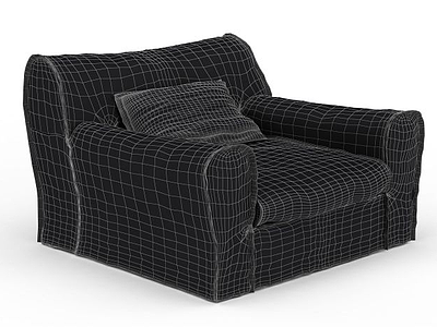 3d个性黑色布艺条纹沙发免费模型