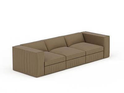 现代极简主义棕色布艺沙发模型3d模型
