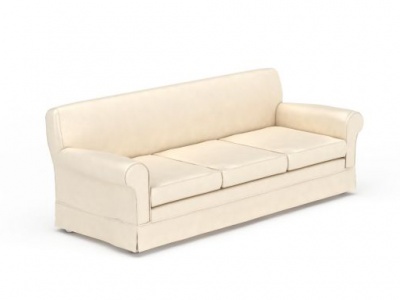 现代休闲米色三人沙发模型3d模型