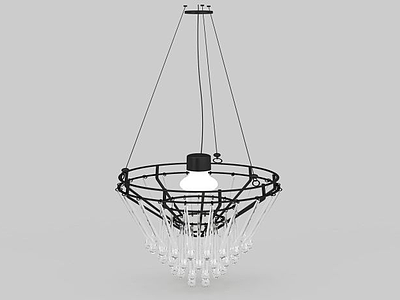 3d创意黑色金属支架水晶吊灯免费模型