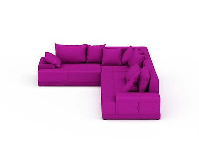 3d时尚玫瑰紫色U型沙发组合免费模型