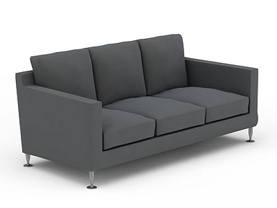 现代深灰色极简主义三人沙发模型3d模型