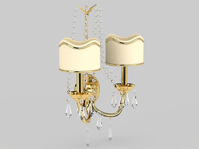 3d时尚金色双头水晶壁灯免费模型