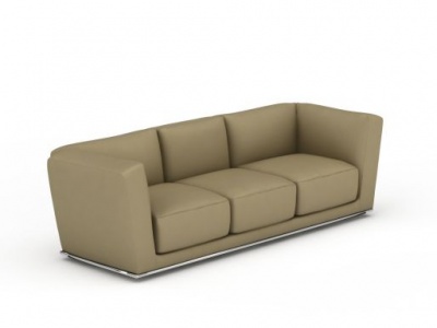 极简主义浅灰色三人沙发模型3d模型