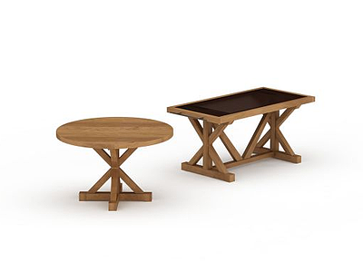 原木桌子模型3d模型
