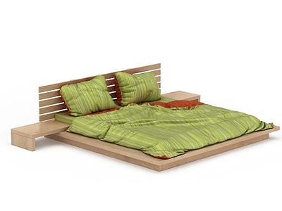 现代木床模型3d模型