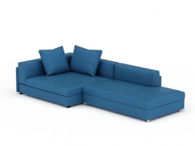 蓝色转角沙发组合模型