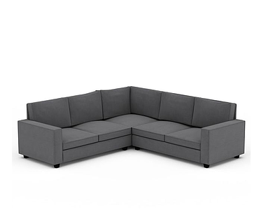 极简主义灰色T型沙发模型3d模型