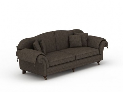 灰色布艺双人沙发模型3d模型