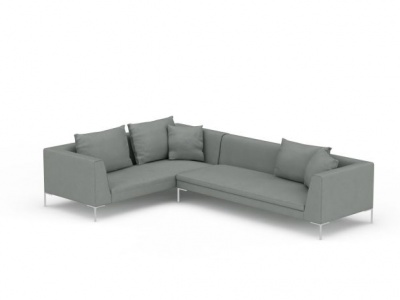 灰色布艺沙发组合模型